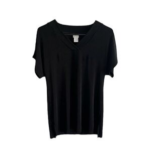 Chico’s | Classic Cap Sleeve | Split Hem | Black Top | Women’s Size 4/6